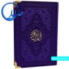 قرآن جلد و چاپ رنگی منگوله دار گوشه فلزی بنفش