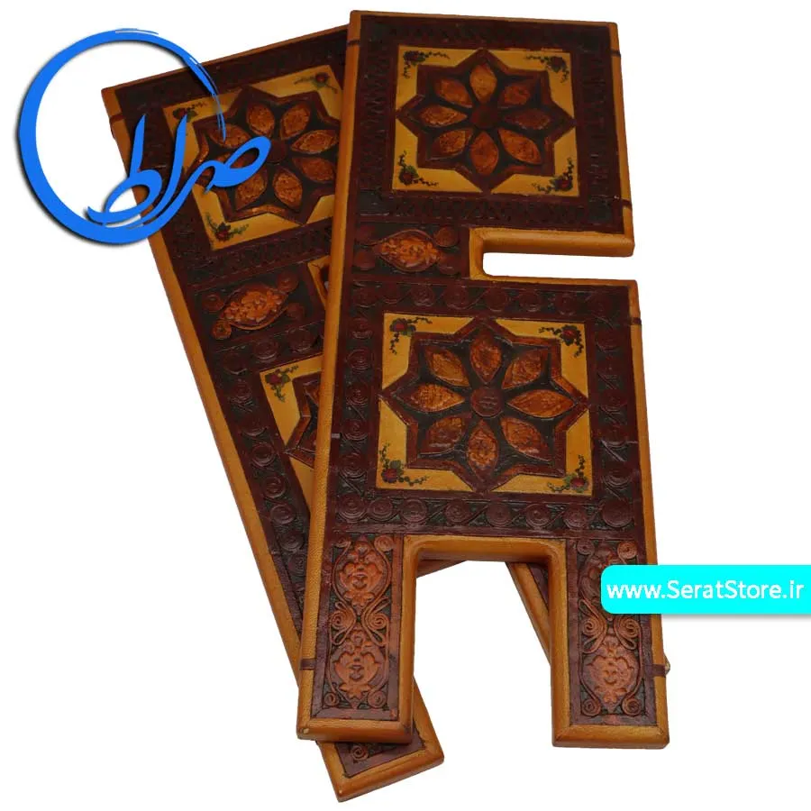 رحل قرآن چرم طبیعی دو تکه